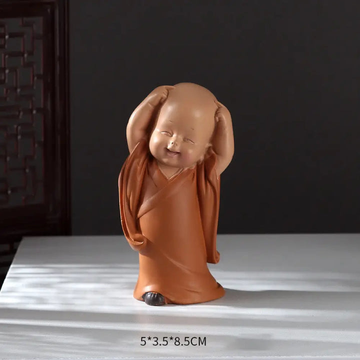 BWOOOH resin Buddha statue - Small Mini Meditation Praying Monk 