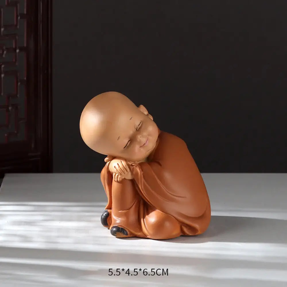 BWOOOH resin Buddha statue - Small Mini Meditation Praying Monk 