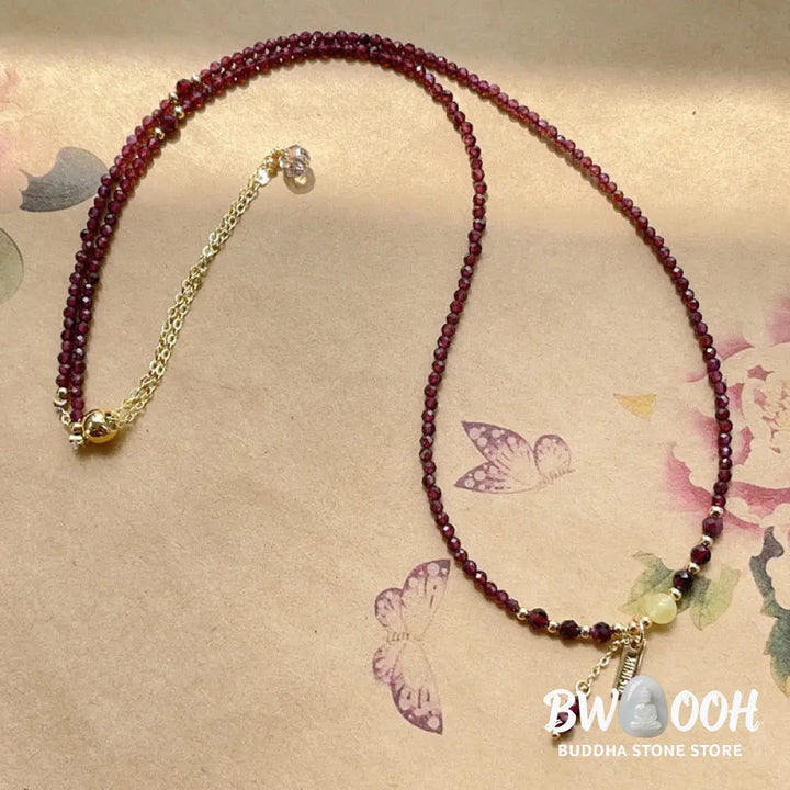 Buddha Stones Small Natural Garnet Passion Triple Wrap Bracelet - BWOOOH - Garnet(Wrist Circumference:15-16cm)