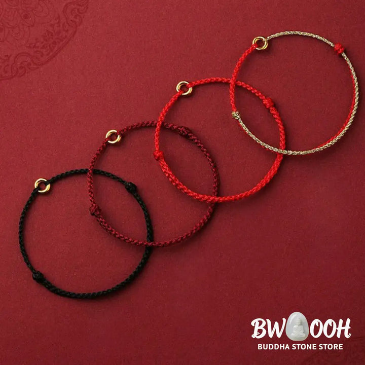 Buddha Stones Small Peace Buckle Braided String Adjustable Connection Bracelet Anklet - Bracelet Anklet