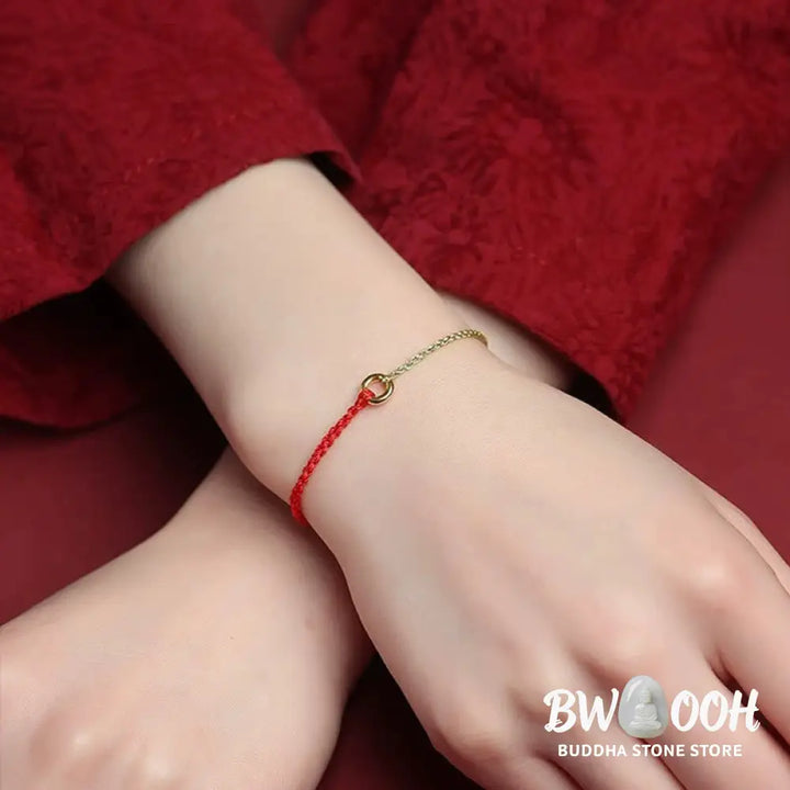 Buddha Stones Small Peace Buckle Braided String Adjustable Connection Bracelet Anklet - Bracelet Anklet