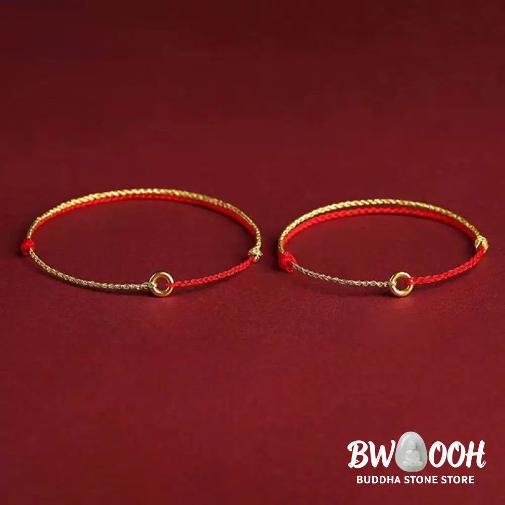 Buddha Stones Small Peace Buckle Braided String Adjustable Connection Bracelet Anklet - Bracelet Anklet