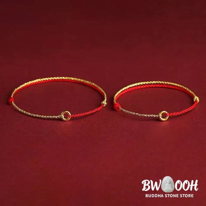 Buddha Stones Small Peace Buckle Braided String Adjustable Connection Bracelet Anklet - Bracelet Anklet