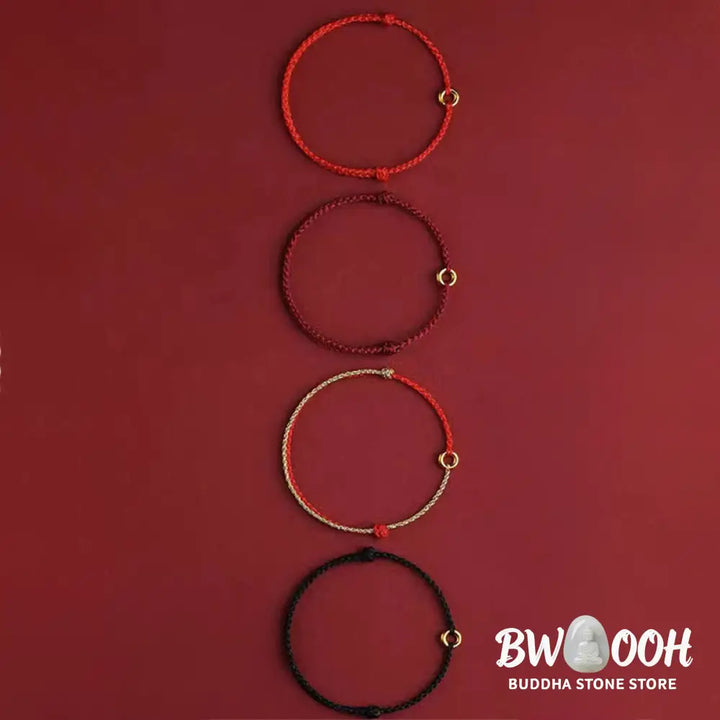 Buddha Stones Small Peace Buckle Braided String Adjustable Connection Bracelet Anklet - Bracelet Anklet