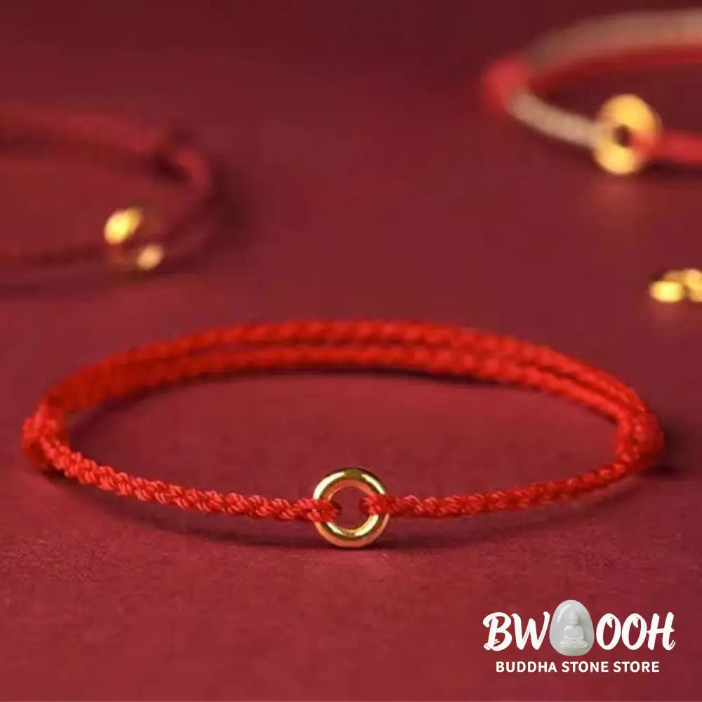 Buddha Stones Small Peace Buckle Braided String Adjustable Connection Bracelet Anklet - Bracelet Anklet
