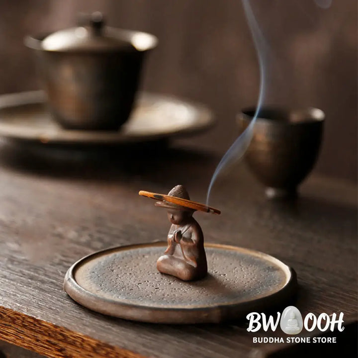 BWOOOH Small Person Meditation Ceramic Spiritual Healing Incense Burner - Incense Burner