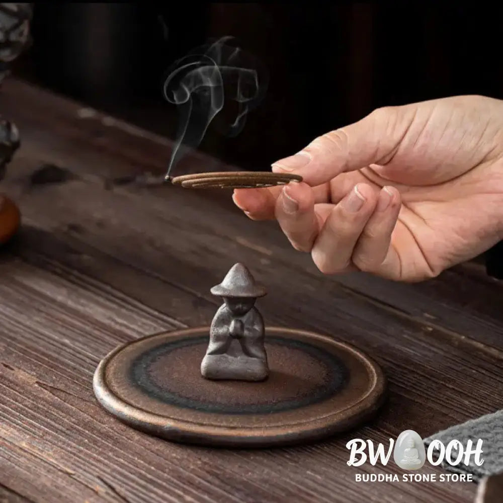 BWOOOH Small Person Meditation Ceramic Spiritual Healing Incense Burner - Incense Burner