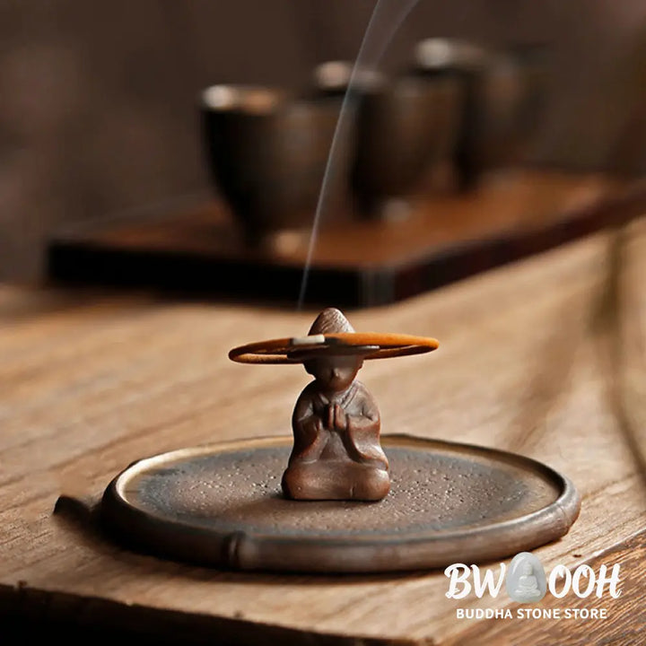 BWOOOH Small Person Meditation Ceramic Spiritual Healing Incense Burner - Incense Burner
