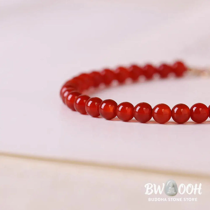 Buddha Stones Small Red Agate Ultra-thin Beads Calm Bracelet - BWOOOH - Bracelet