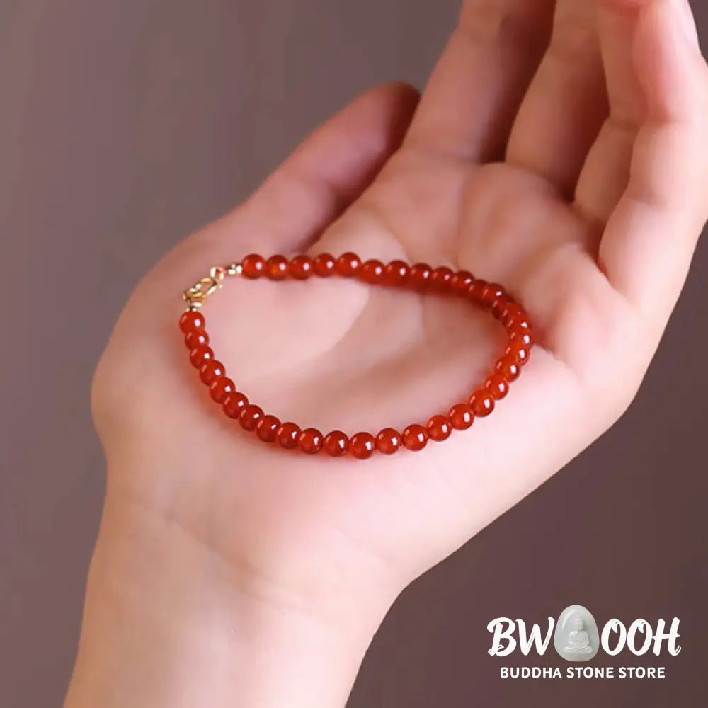 Buddha Stones Small Red Agate Ultra-thin Beads Calm Bracelet - BWOOOH - Bracelet