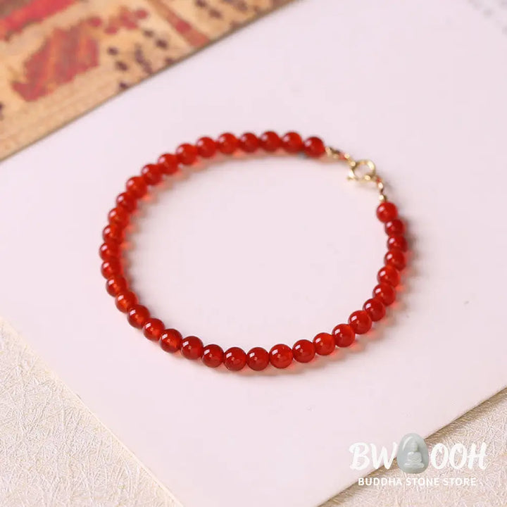 Buddha Stones Small Red Agate Ultra-thin Beads Calm Bracelet - BWOOOH - Bracelet