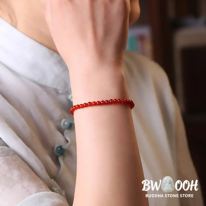 Buddha Stones Small Red Agate Ultra-thin Beads Calm Bracelet - BWOOOH - Bracelet