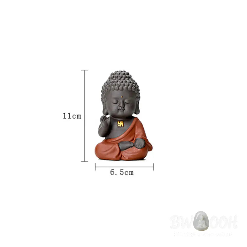Buddha Stones Small Buddha Serenity Purple Clay Home Desk Decoration - Decorations