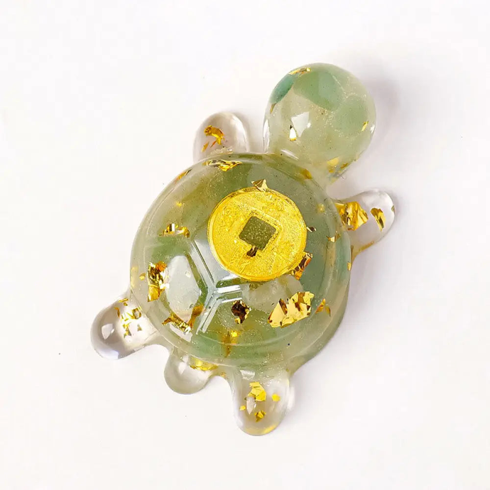 Buddha Stones Small Various Crystal Green Aventurine Amethyst Turtle Copper Coins Luck Home Decoration - Green