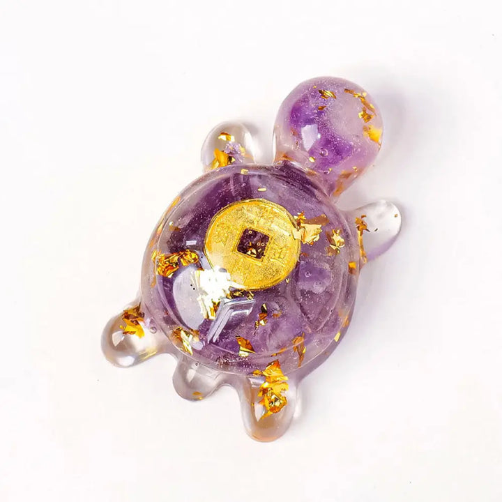 Buddha Stones Small Various Crystal Green Aventurine Amethyst Turtle Copper Coins Luck Home Decoration - Amethyst 5*3cm