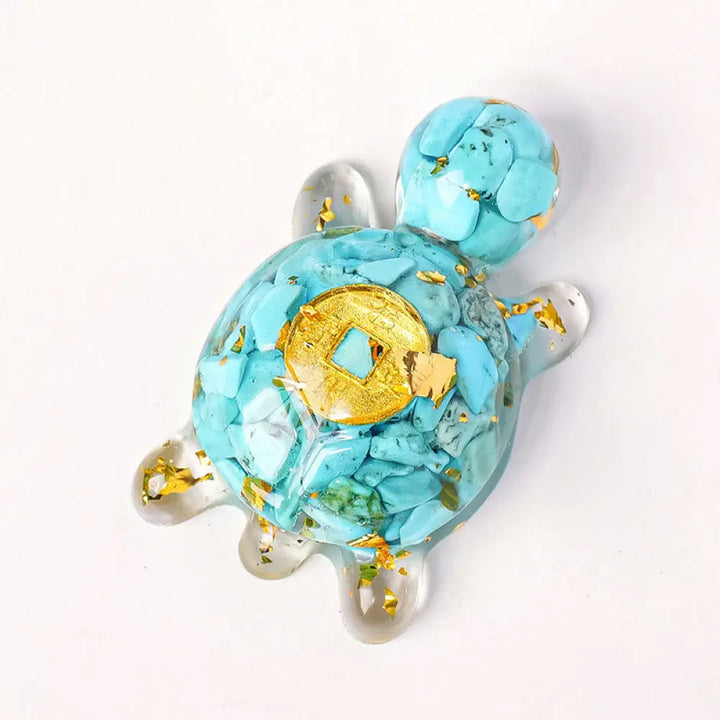 Buddha Stones Small Various Crystal Green Aventurine Amethyst Turtle Copper Coins Luck Home Decoration - Blue Turquoise