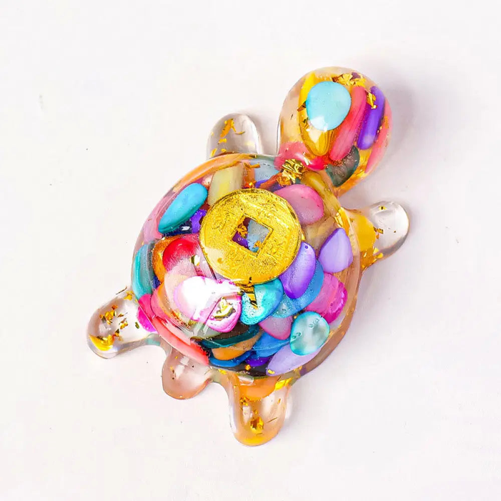Buddha Stones Small Various Crystal Green Aventurine Amethyst Turtle Copper Coins Luck Home Decoration - Colorful Shell