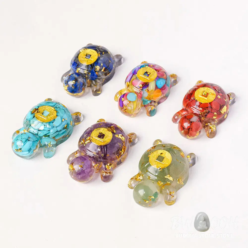 Buddha Stones Small Various Crystal Green Aventurine Amethyst Turtle Copper Coins Luck Home Decoration - Decorations