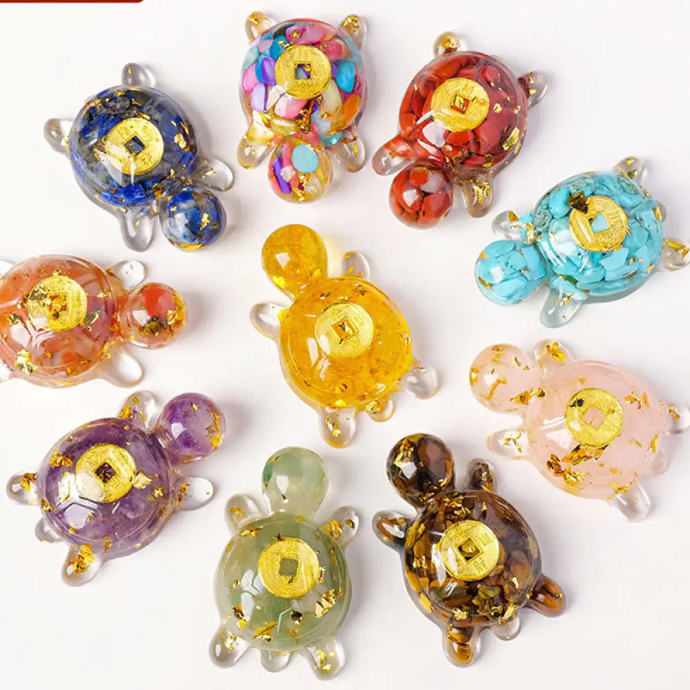 Buddha Stones Small Various Crystal Green Aventurine Amethyst Turtle Copper Coins Luck Home Decoration - Decorations