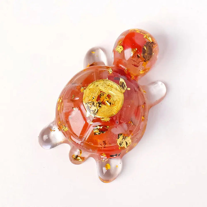 Buddha Stones Small Various Crystal Green Aventurine Amethyst Turtle Copper Coins Luck Home Decoration - Red Agate