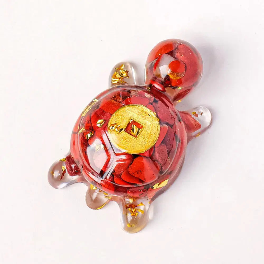 Buddha Stones Small Various Crystal Green Aventurine Amethyst Turtle Copper Coins Luck Home Decoration - Red Jasper