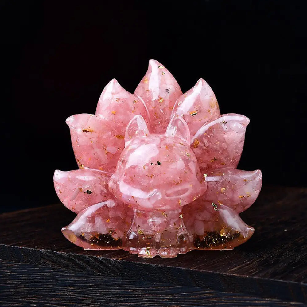 Buddha Stones Small Various Stone Pink Crystal Citrine Amethyst Nine Tailed Fox Warmth Home Decoration - Pink Crystal