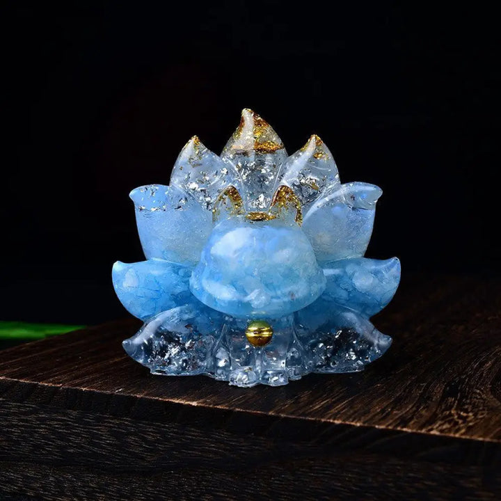 Buddha Stones Small Various Stone Pink Crystal Citrine Amethyst Nine Tailed Fox Warmth Home Decoration - Aquamarine