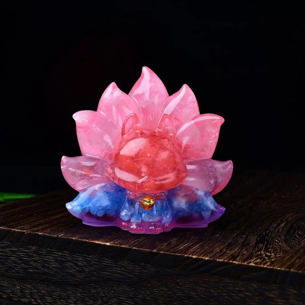 Buddha Stones Small Various Stone Pink Crystal Citrine Amethyst Nine Tailed Fox Warmth Home Decoration - Aquamarine
