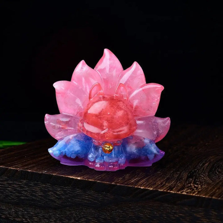 Buddha Stones Small Various Stone Pink Crystal Citrine Amethyst Nine Tailed Fox Warmth Home Decoration - Aquamarine