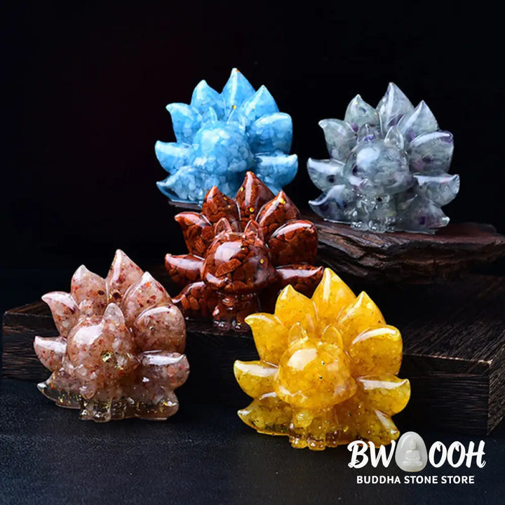 Buddha Stones Small Various Stone Pink Crystal Citrine Amethyst Nine Tailed Fox Warmth Home Decoration - Decorations