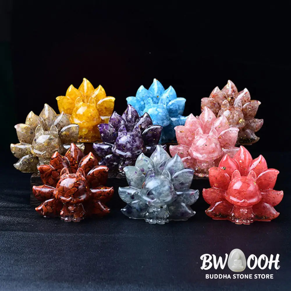 Buddha Stones Small Various Stone Pink Crystal Citrine Amethyst Nine Tailed Fox Warmth Home Decoration - Decorations