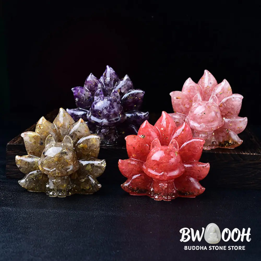 Buddha Stones Small Various Stone Pink Crystal Citrine Amethyst Nine Tailed Fox Warmth Home Decoration - Decorations