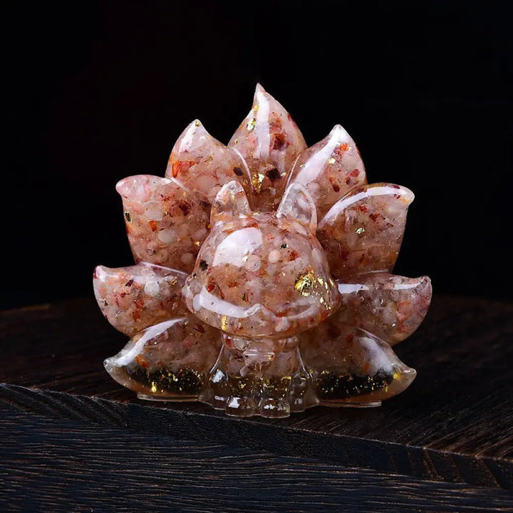 Buddha Stones Small Various Stone Pink Crystal Citrine Amethyst Nine Tailed Fox Warmth Home Decoration - Golden
