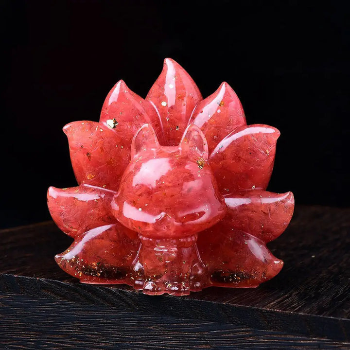 Buddha Stones Small Various Stone Pink Crystal Citrine Amethyst Nine Tailed Fox Warmth Home Decoration - Red Stone
