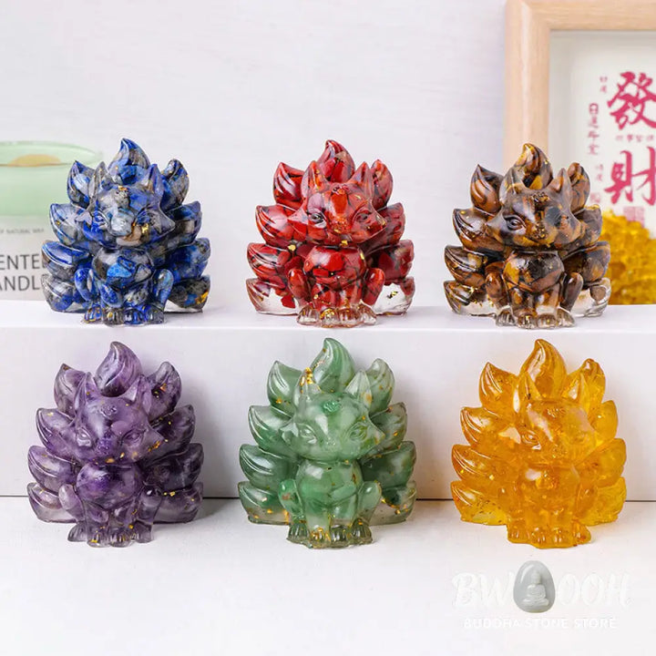 Buddha Stones Small Various Stone Strawberry Quartz Amethyst Green Aventurine Nine Tailed Fox Healing Home Decoration