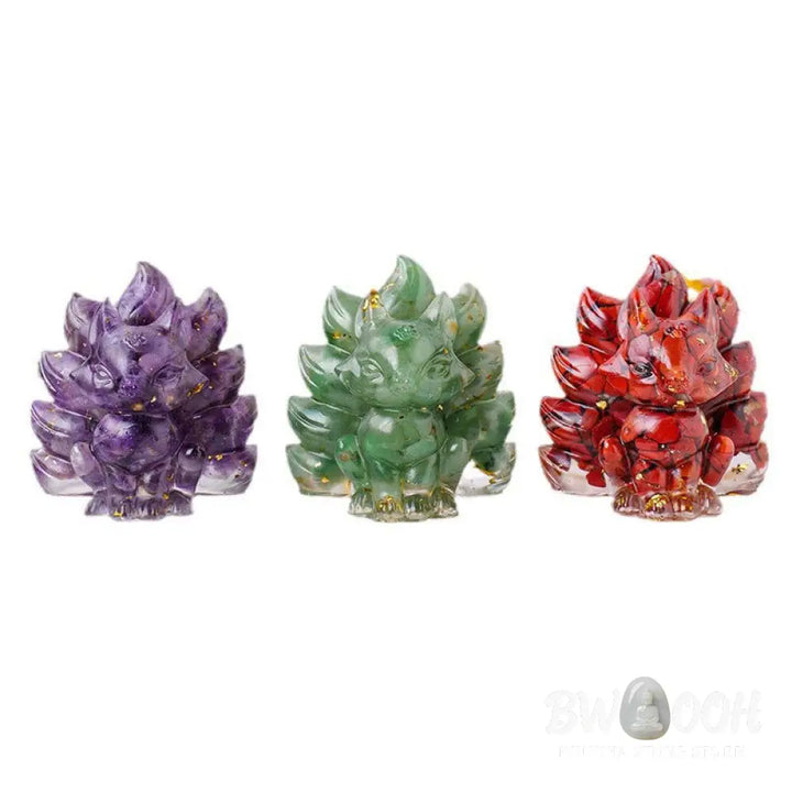 Buddha Stones Small Various Stone Strawberry Quartz Amethyst Green Aventurine Nine Tailed Fox Healing Home Decoration