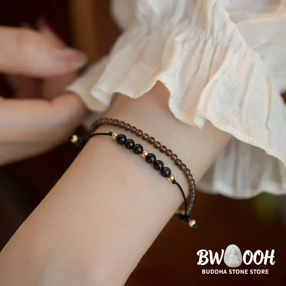 Buddha Stones Smoky Quartz Black Obsidian Ultra-thin Beads Success Bracelet - BWOOOH - Bracelet