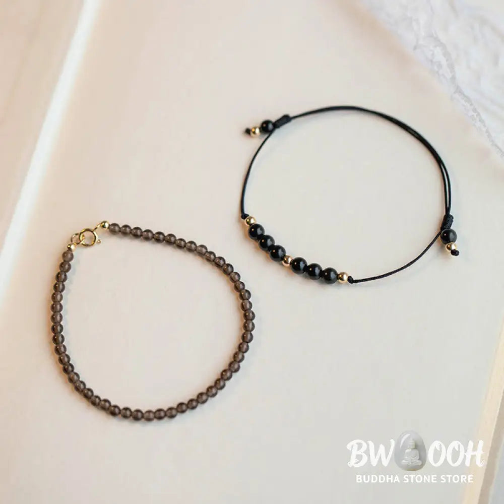 Buddha Stones Smoky Quartz Black Obsidian Ultra-thin Beads Success Bracelet - BWOOOH - Bracelet