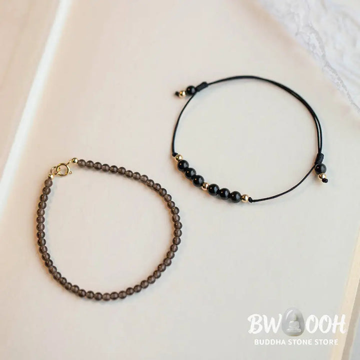 Buddha Stones Smoky Quartz Black Obsidian Ultra-thin Beads Success Bracelet - BWOOOH - Bracelet
