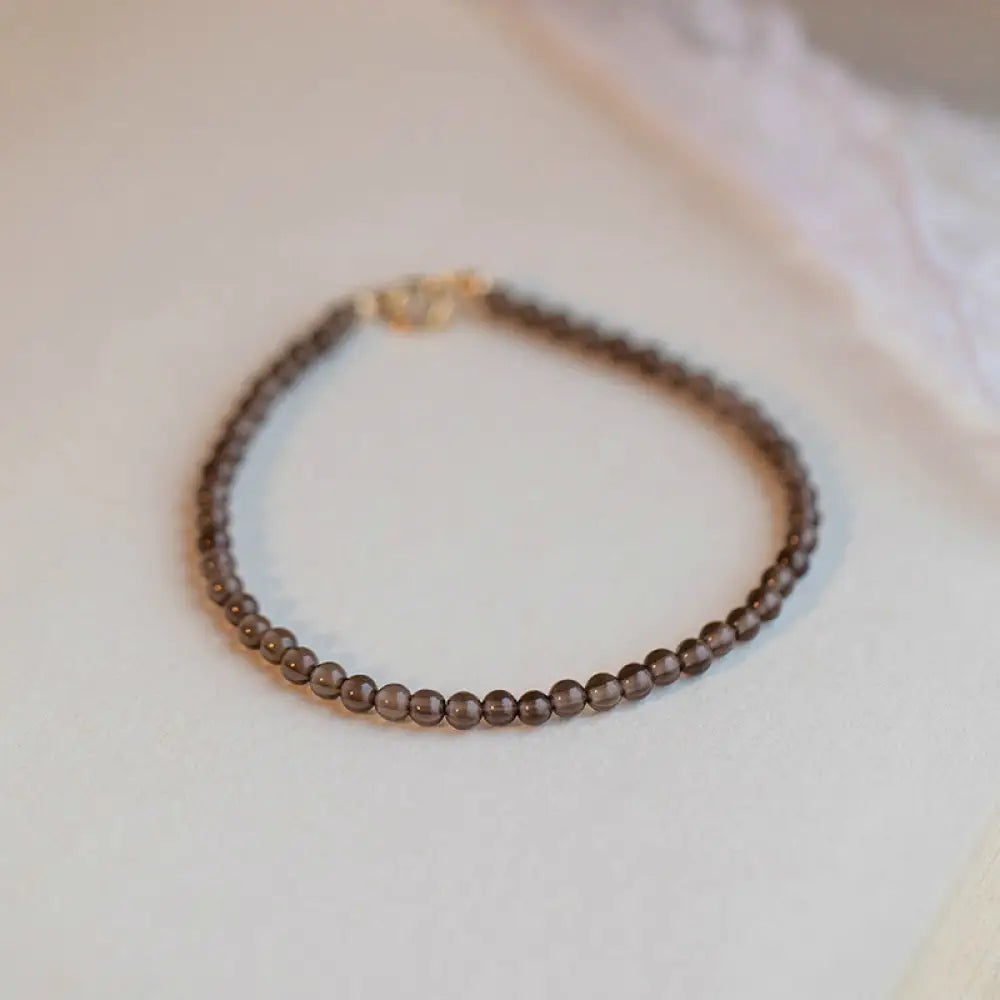BWOOOH Smoky Quartz Black Obsidian Ultra-thin Beads Success Bracelet - BWOOOH - 4mm Smoky Quartz(Wrist