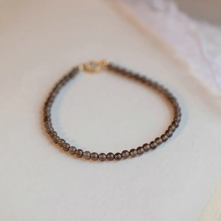 BWOOOH Smoky Quartz Black Obsidian Ultra-thin Beads Success Bracelet - BWOOOH - 4mm Smoky Quartz(Wrist