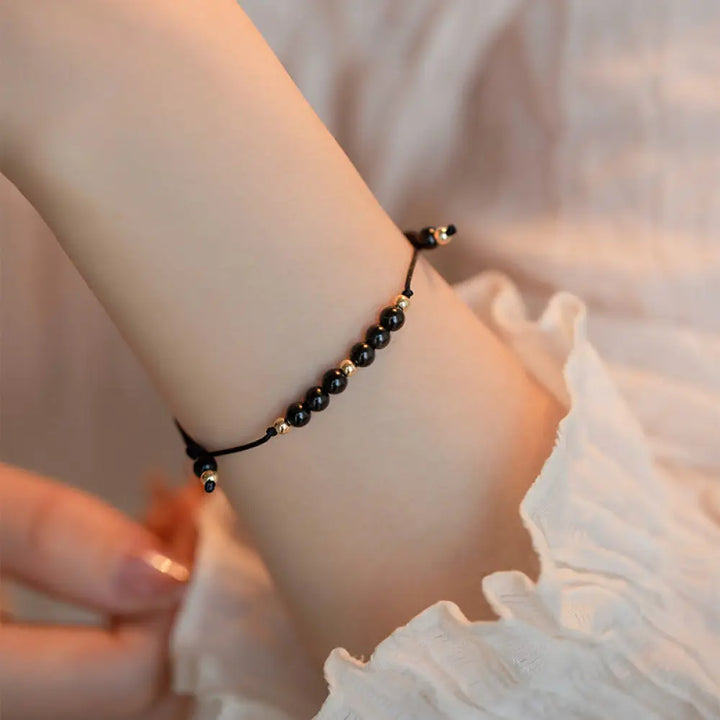 Buddha Stones Smoky Quartz Black Obsidian Ultra-thin Beads Success Bracelet - BWOOOH - 6mm Black Obsidian(Wrist