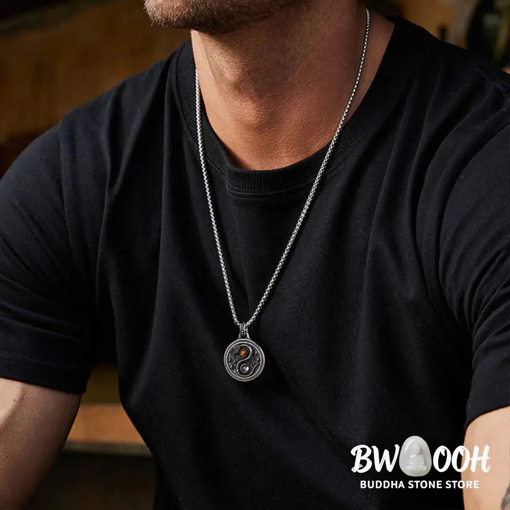 Buddha Stones Snake Yin Yang Symbol Copper Wealth Necklace Pendant - Copper(Wealth ♥ Luck) - Necklaces &amp; Pendants