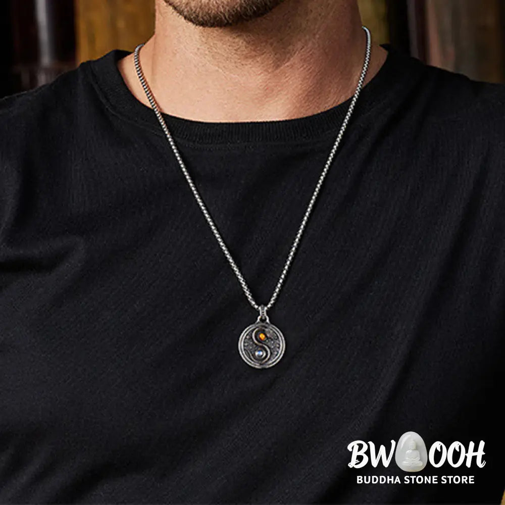 Buddha Stones Snake Yin Yang Symbol Copper Wealth Necklace Pendant - Copper(Wealth ♥ Luck) - Necklaces &amp; Pendants