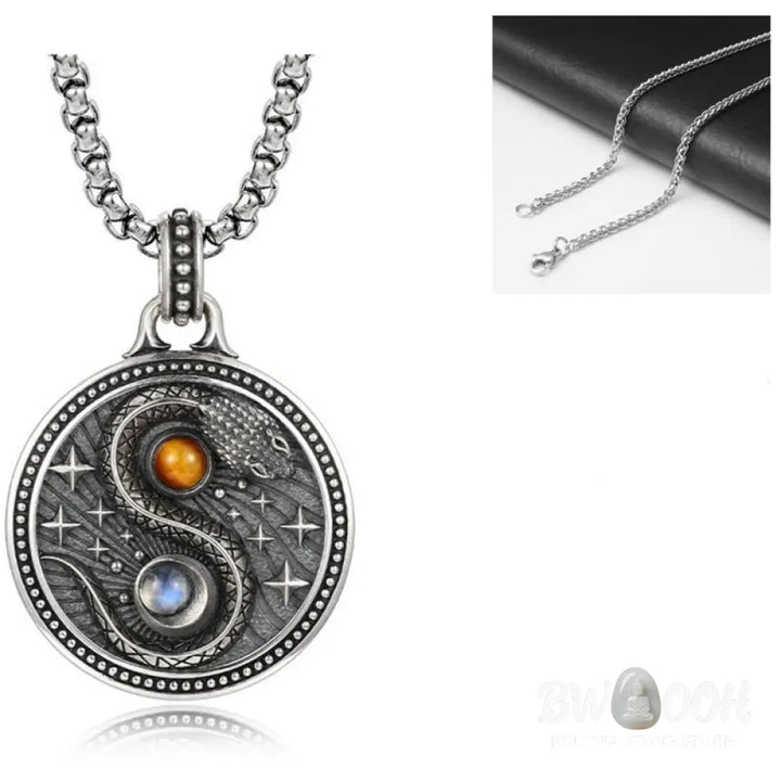Buddha Stones Snake Yin Yang Symbol Copper Wealth Necklace Pendant - Copper(Wealth ♥ Luck) - Necklaces &amp; Pendants