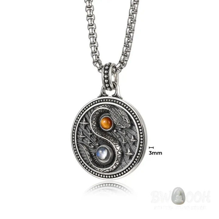 Buddha Stones Snake Yin Yang Symbol Copper Wealth Necklace Pendant - Copper(Wealth ♥ Luck) - Necklaces &amp; Pendants