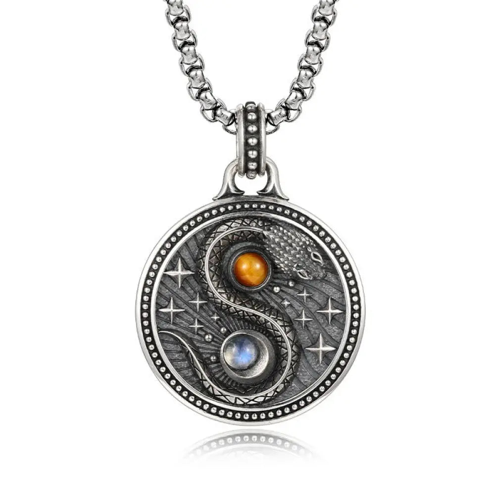 Buddha Stones Snake Yin Yang Symbol Copper Wealth Necklace Pendant - Copper(Wealth ♥ Luck) - Necklaces & Pendants