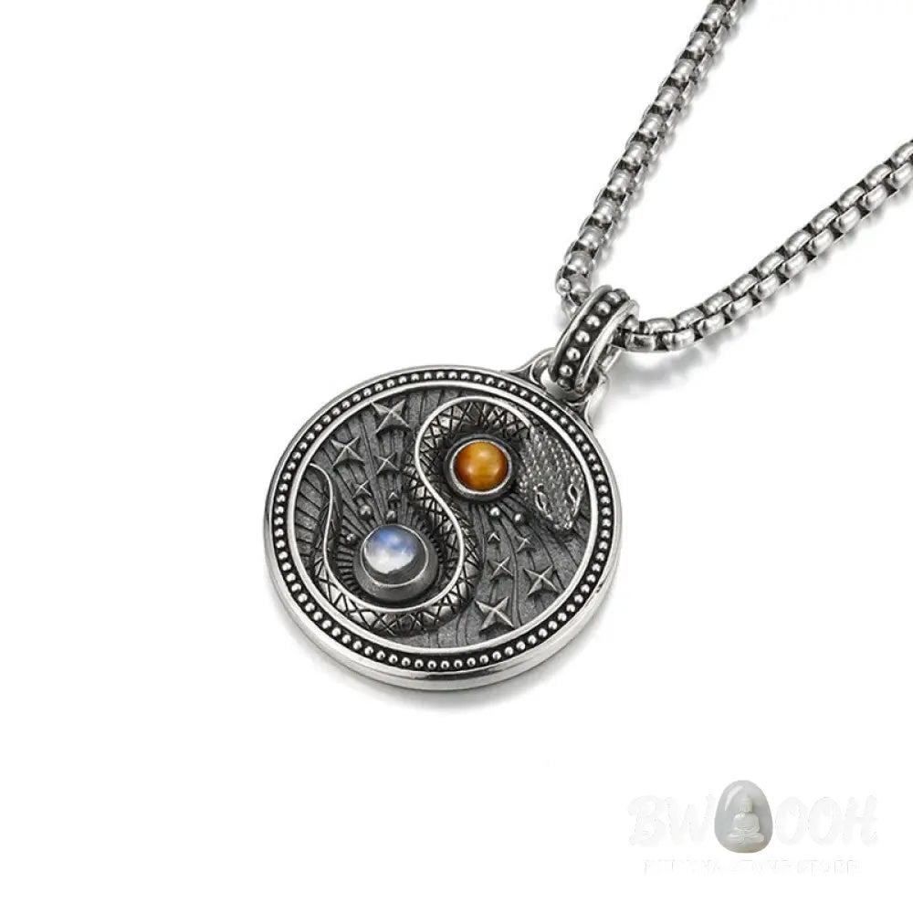 Buddha Stones Snake Yin Yang Symbol Copper Wealth Necklace Pendant - Copper(Wealth ♥ Luck) - Necklaces & Pendants