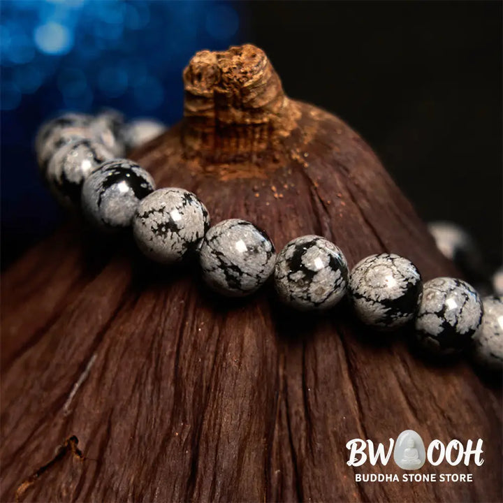 Buddha Stones Snowflake Obsidian Balance Bracelet - BWOOOH - Snowflake Obsidian(Wrist Circumference: 14-16cm) - Bracelet