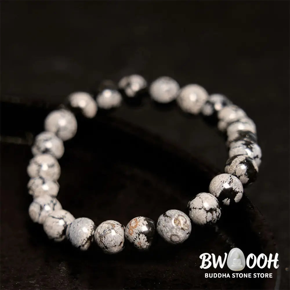 Buddha Stones Snowflake Obsidian Balance Bracelet - BWOOOH - Snowflake Obsidian(Wrist Circumference: 14-16cm) - Bracelet